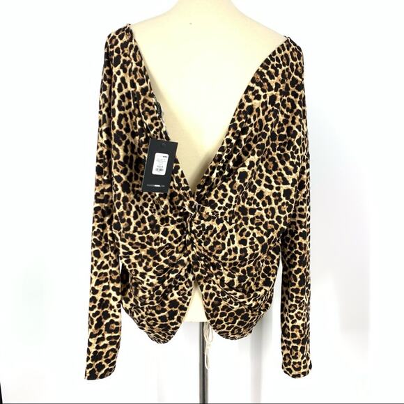 Fashion Nova Don’t Get This Twisted Off The Shoulder Leopard Print Top Medium - Picture 3 of 8